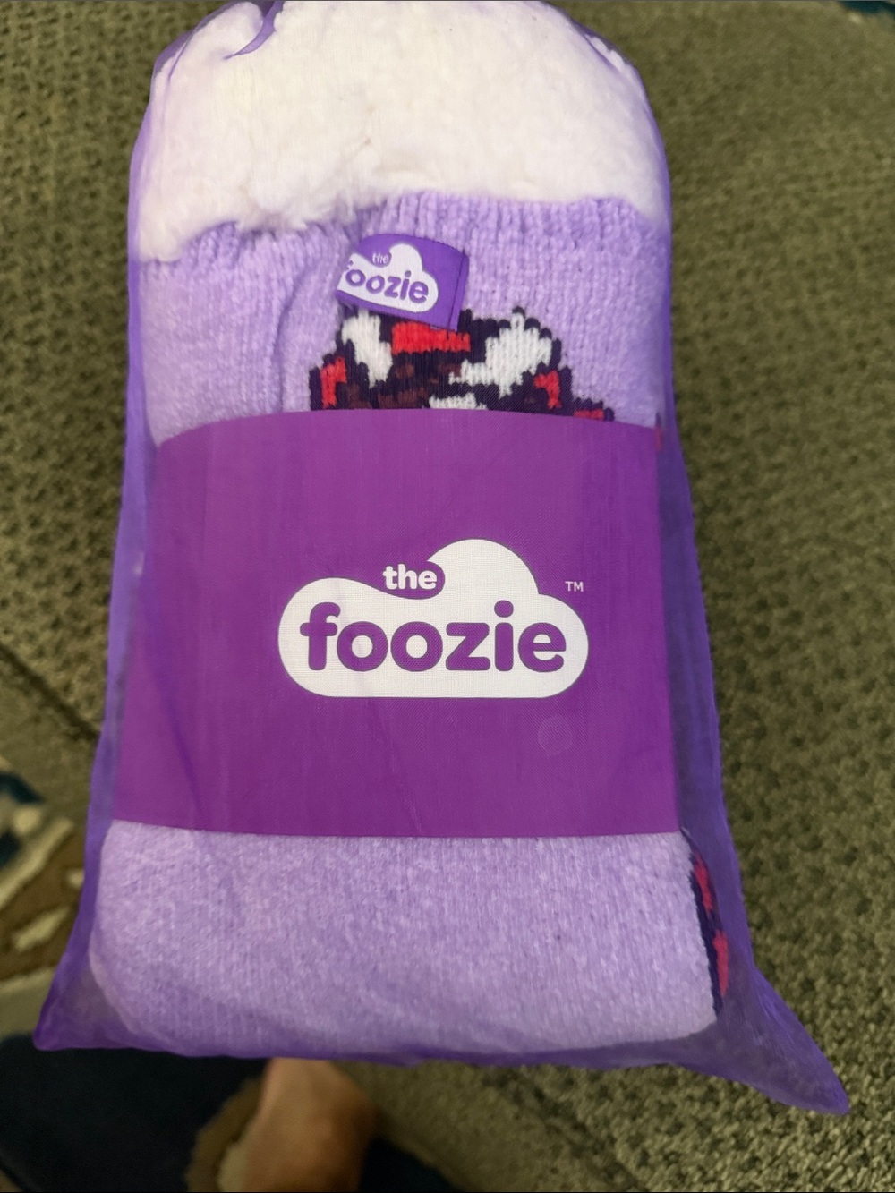 The Foozie Plush-Lined Purple Slippers Socks marshmallow large
